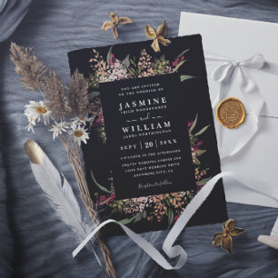 Invitación Boda moderna elegante floral romántica boho temper