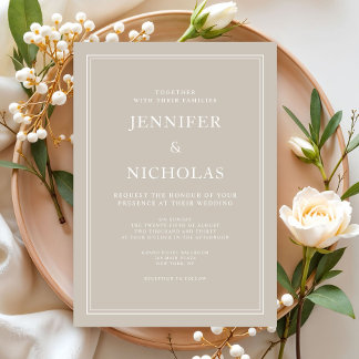 Invitación Boda Moderna Elegante Formal Beige Taupe