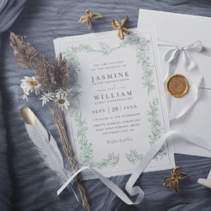 Invitación Boda moderna elegante jardín romántico vintage