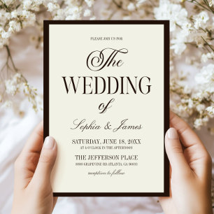 Invitación Boda Moderna Elegante Marrón Expresso Marfil