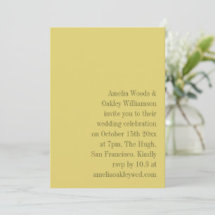 Invitación Boda moderna elegante minimalista amarilla