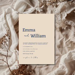 Invitación Boda moderna elegante minimalista beige cálido de 