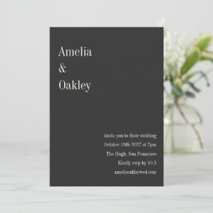 Invitación Boda moderna elegante minimalista en negro