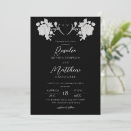 Invitación Boda moderna elegante rosa negra y blanca