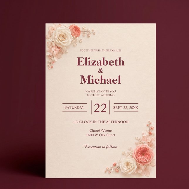 Invitación Boda moderna elegante rosa rubor (Subido por el creador)