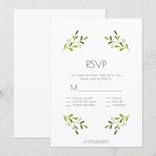 Invitación Boda moderna elegante. RSVP con opciones de comida