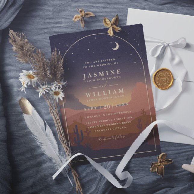 Invitación Boda moderna elegante rústica Boho luna del desier (Subido por el creador)