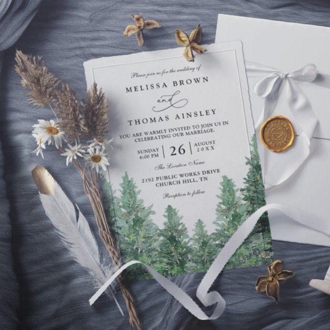 Invitación Boda moderna elegante rústica Bosque de Pinos (Subido por el creador)
