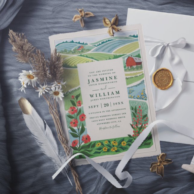 Invitación Boda moderna elegante rústica de granja y campo (Subido por el creador)
