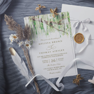 Invitación Boda moderna elegante rústica sauce llorón árbol