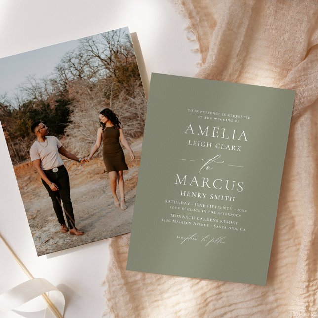 Invitación Boda Moderna Elegante Script Oliva Claro (Subido por el creador)
