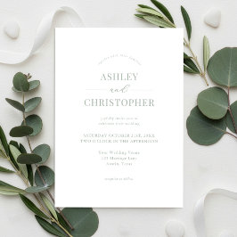 Invitación Boda moderna elegante simple verde salvia