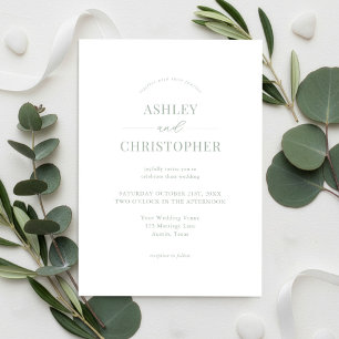 Invitación Boda moderna elegante simple verde salvia