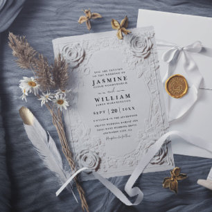 Invitación Boda moderna elegante vintage con relieve ornament