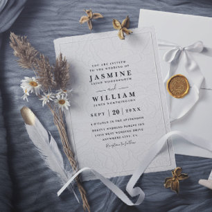 Invitación Boda moderna elegante vintage con relieve ornament
