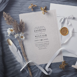 Invitación Boda moderna elegante vintage con relieve ornament