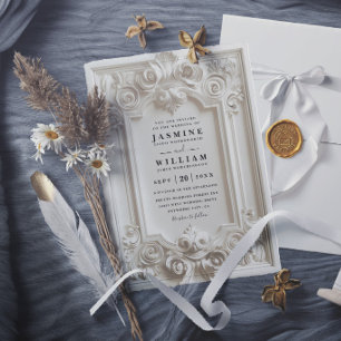 Invitación Boda moderna elegante vintage estampada barroca