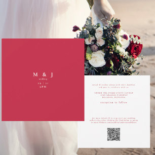 Invitación Boda moderna elegante y simple de cuadrado rojo
