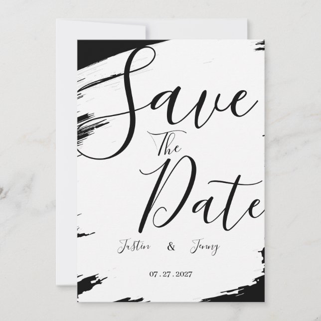 Invitación Boda moderna en blanco y negro (Anverso)
