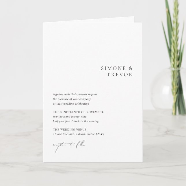 Invitación Boda moderna en código QR blanco y negro limpio (Anverso)