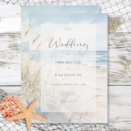 Invitación Boda moderna en la playa con acuarela