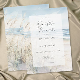 Invitación Boda moderna en la playa con acuarela junto al mar