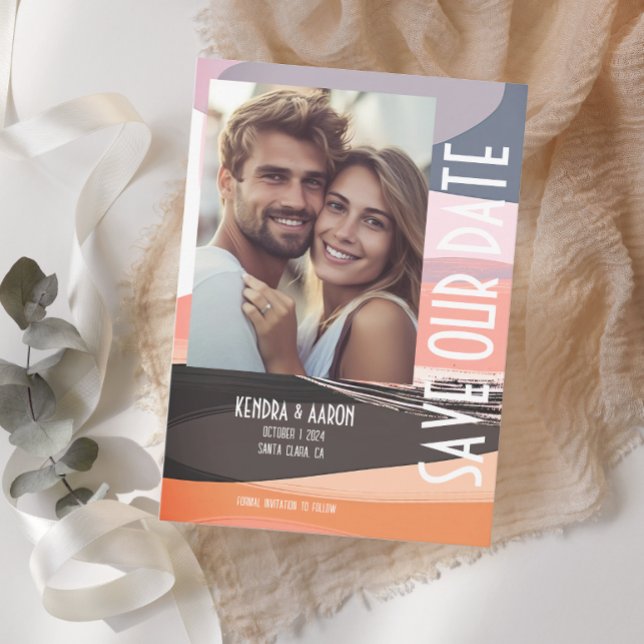 Invitación Boda moderna en negrita y en negrita salva la fech (Subido por el creador)