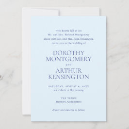 Invitación Boda moderna en polvo azul elegante