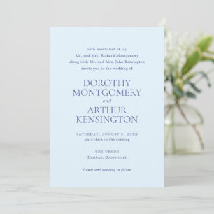 Invitación Boda moderna en polvo azul elegante