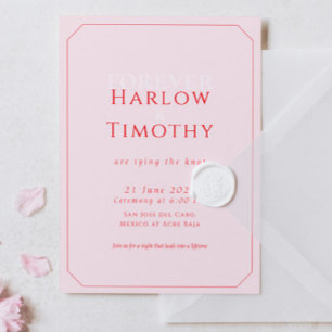 Invitación Boda Moderna en Rosa Rojo Negrita Letra Script