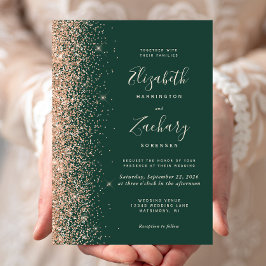 Invitación Boda Moderna Esmeralda Verde con Borde de Purpurin