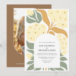 Invitación Boda moderna floral abstracta de jardín de miel en