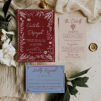 Boda Moderna Floral Azul Rojo Intenso con Clase