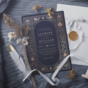 Invitación Boda moderna floral botánica de jardín elegante