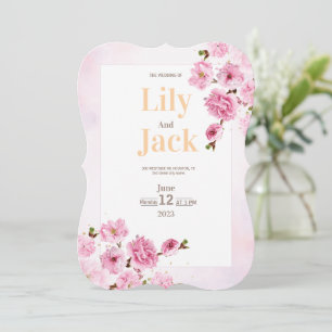 Invitación Boda moderna floral de acuarela de flor de cerezo