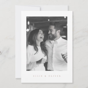 Invitación Boda Moderna Foto Blanco Boho Mousse de Mocha