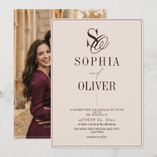 Invitación Boda moderna foto de chocolate moca