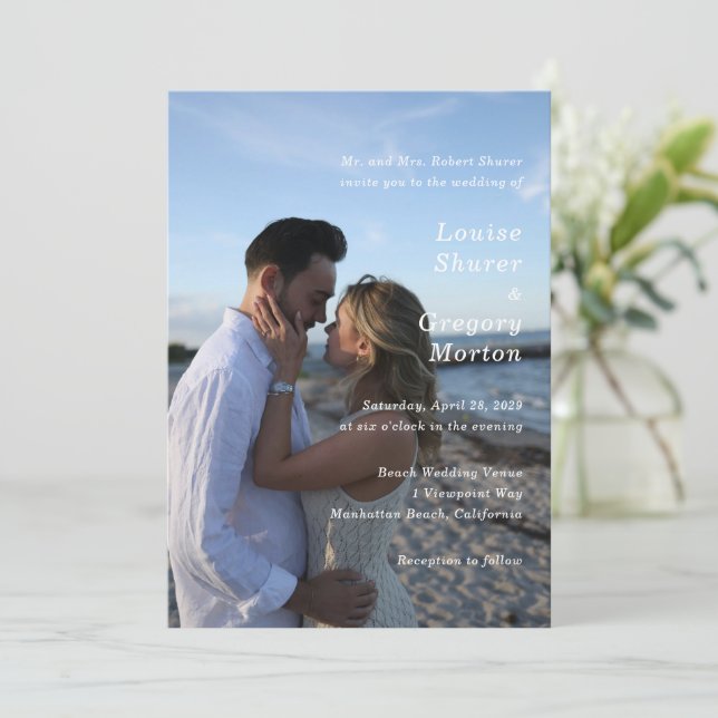 Invitación Boda Moderna Foto Simple (Anverso de pie)