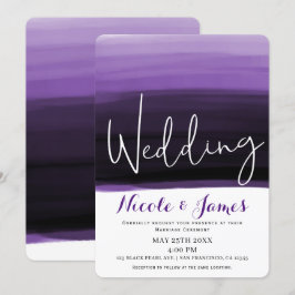 Invitación Boda moderna glamorosa con acuarela de ciruela de 