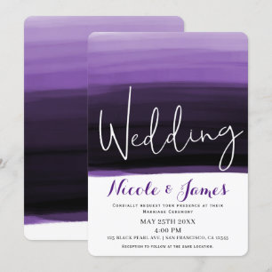 Invitación Boda moderna glamorosa con acuarela de ciruela de 