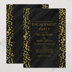 Invitación Boda moderna glamuroso de oro negro y falso, compr