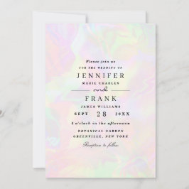 Invitación Boda moderna holográfica iridiscente elegante