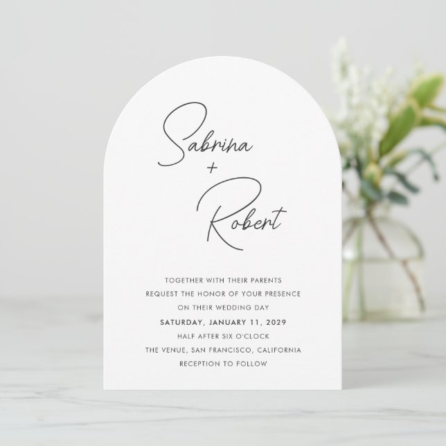 Invitación Boda Moderna Limpia (Anverso de pie)