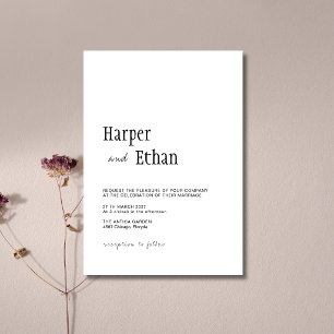 Invitación Boda moderna limpia de lujo en blanco y negro