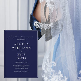 Invitación Boda Moderna Marina y Texto Blanco Sin Padres