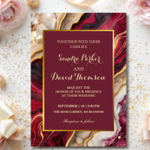 Boda moderna mármol burgundy dorado ágata Chic