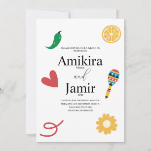 Invitación Boda moderna mexicana de Cinco de Mayo