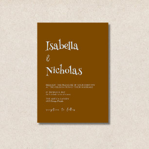 Invitación Boda moderna minimalista azul niebla y marrón