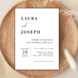 Invitación Boda Moderna Minimalista Blanca Personalizada