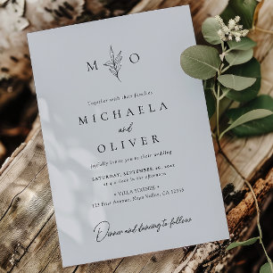 Invitación Boda Moderna Minimalista Botánica Elegante Script
